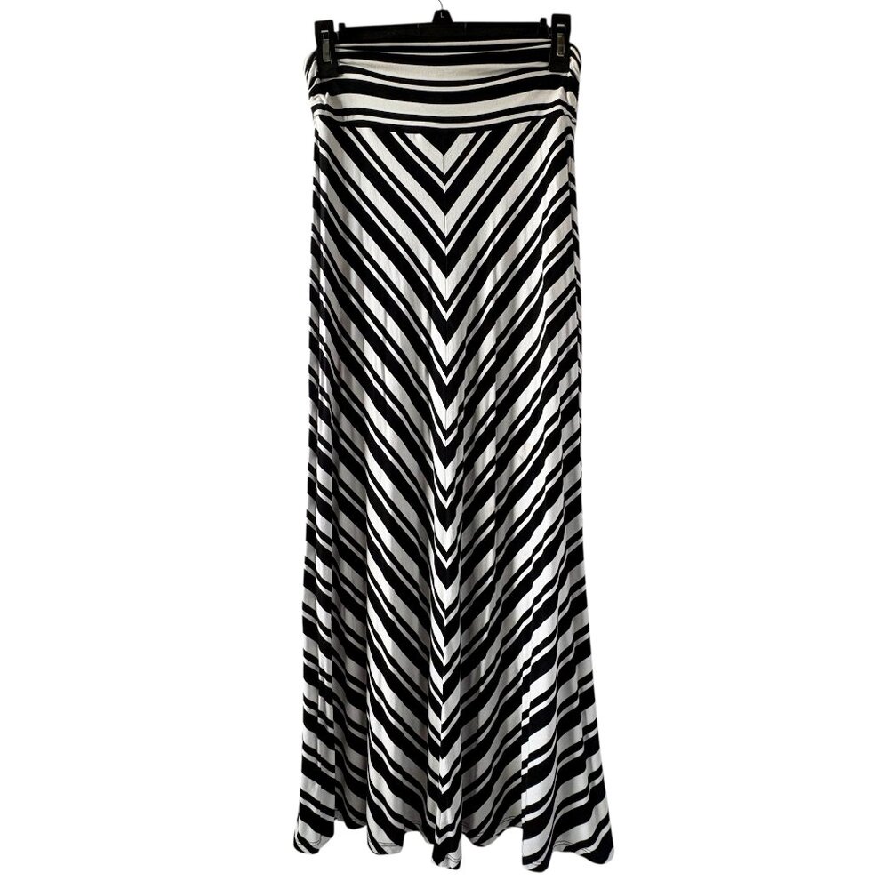 Merona Maxi Pull on Skirt Black White Chevron Pattern Women's Medium